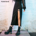 PUNK RAVE spring girls sexypunk series vintage party club black women mesh asymmetrical midi length skirt